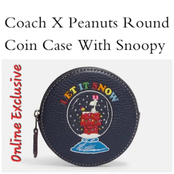 Coach Handbags - 🔥FIRE SALE🔥👛 NWT‼️Coach Peanuts Snoopy Coin Pouch w/ "Let It Snow" Motif